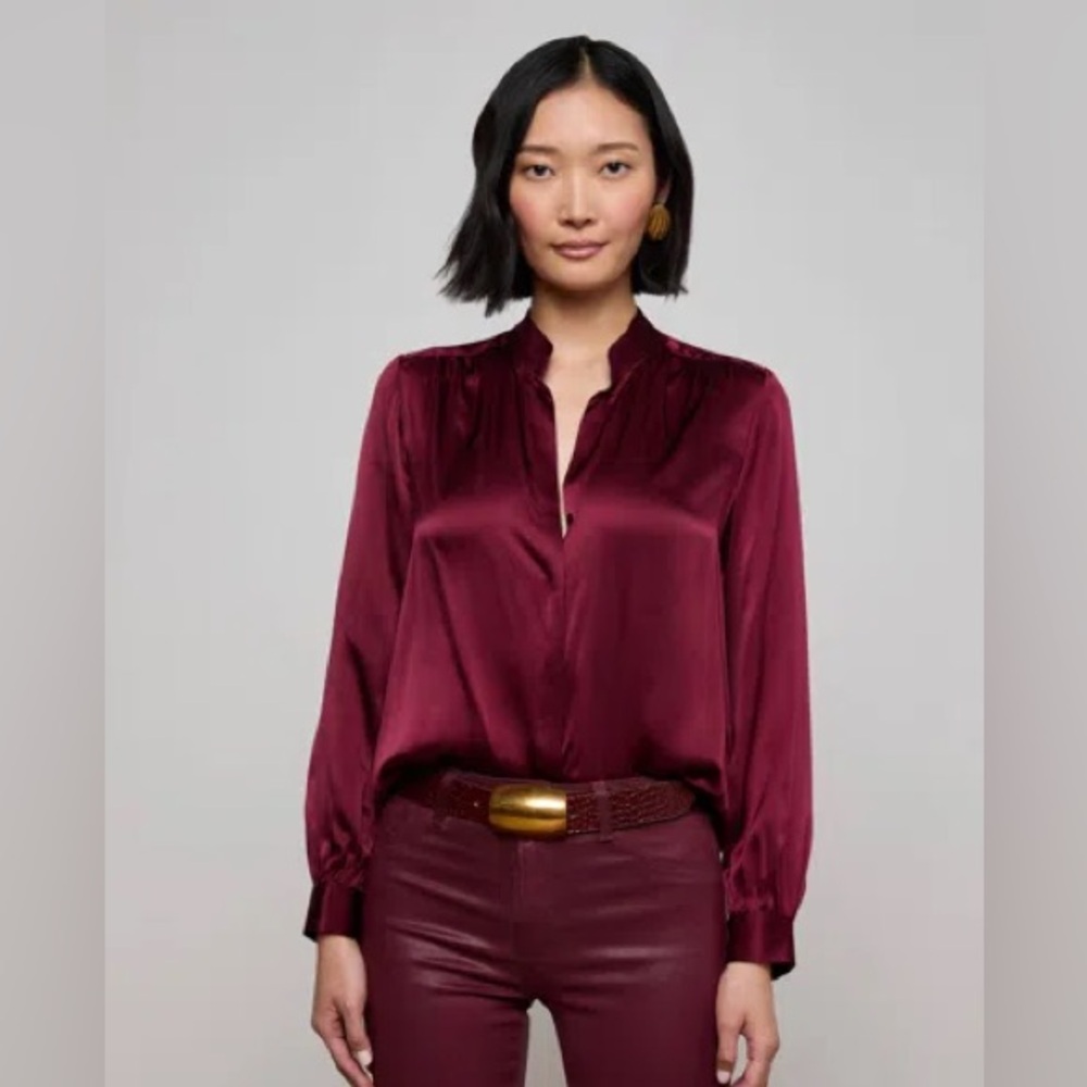 L'AGENCE Bianca Burgundy Blouse